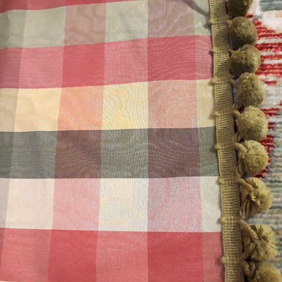 Tropical Barkcloth & Moire Vtg/Retro Homemade Curtains w Valance Single Window - Picture 6 of 15